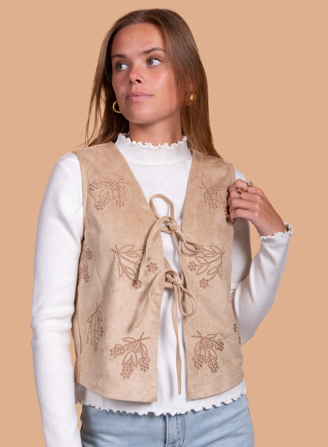 Suede gilet beige