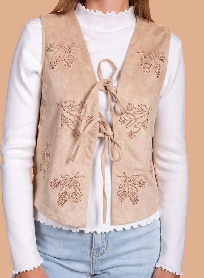 Suede gilet beige
