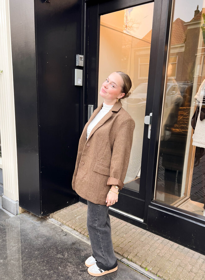 Checkered blazer bruin Jady