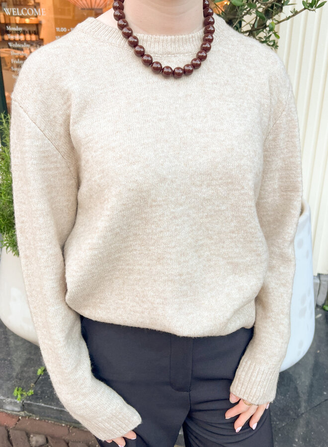 Beige trui Jade met ronde hals