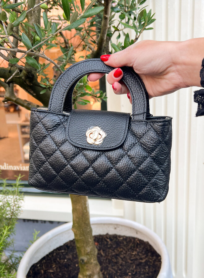 Leren handtas Roos zwart