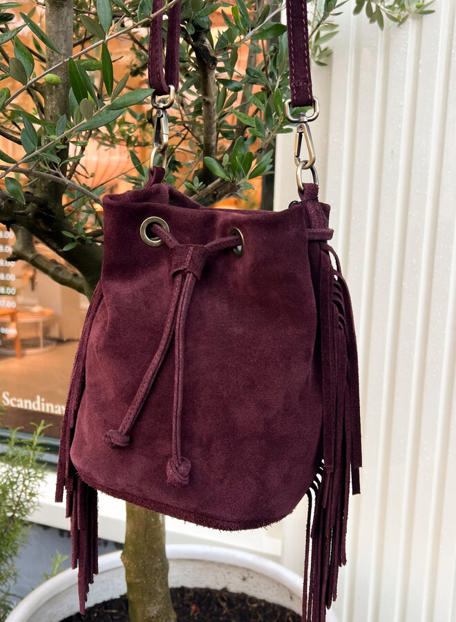 Leren crossbody tas suède bordeaux