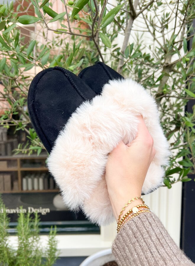 Instap pantoffel zwart dames