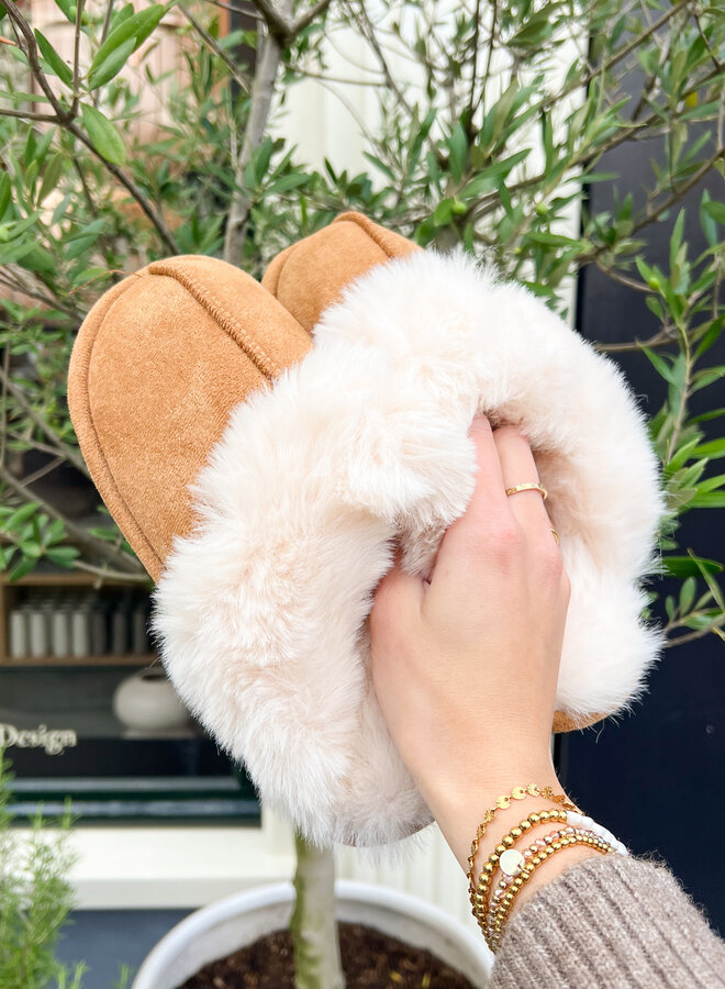 Instap pantoffel camel dames