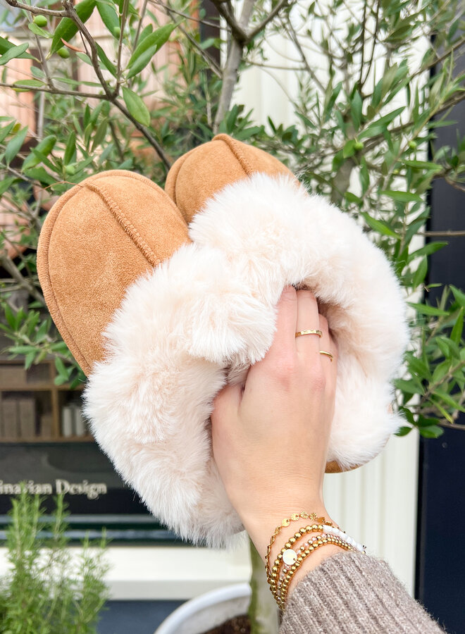 Instap pantoffel camel dames