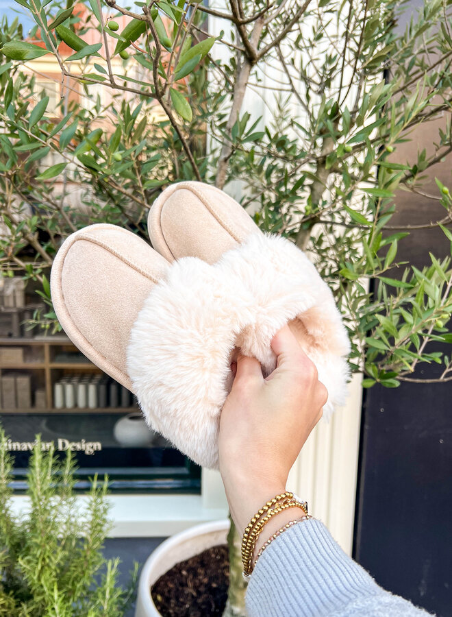 Instap pantoffel beige dames