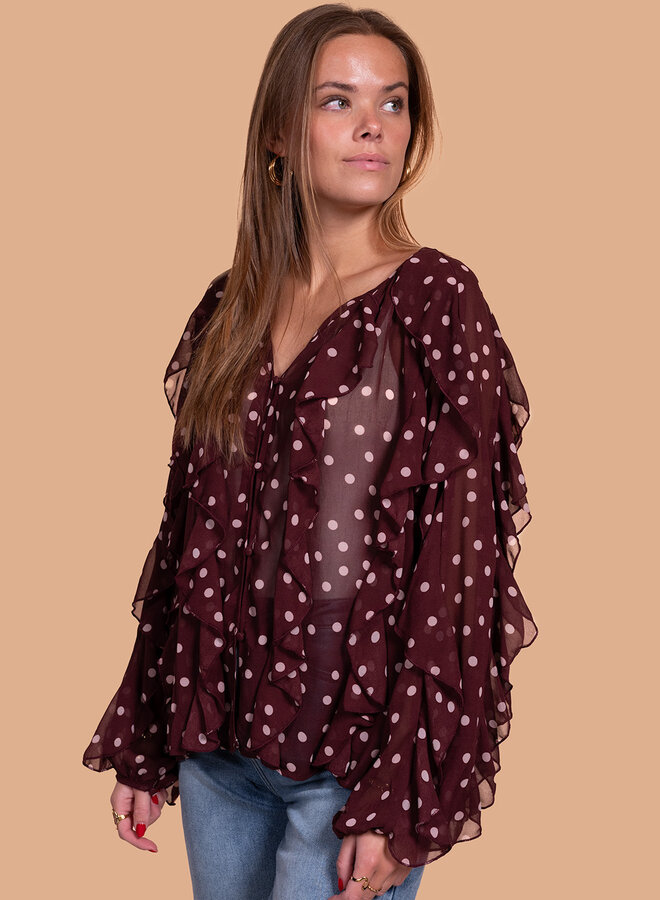 Blouse polka dots bordeaux