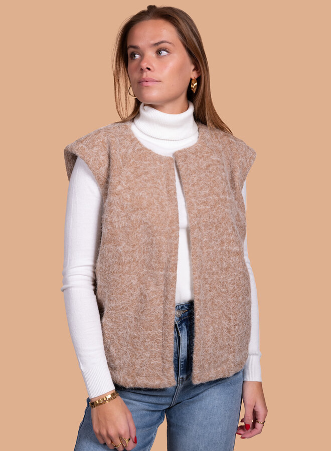 Taupe zachte gilet