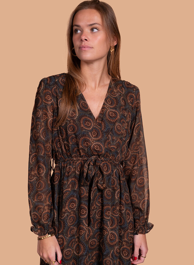 Maxi jurk rawr print bruin