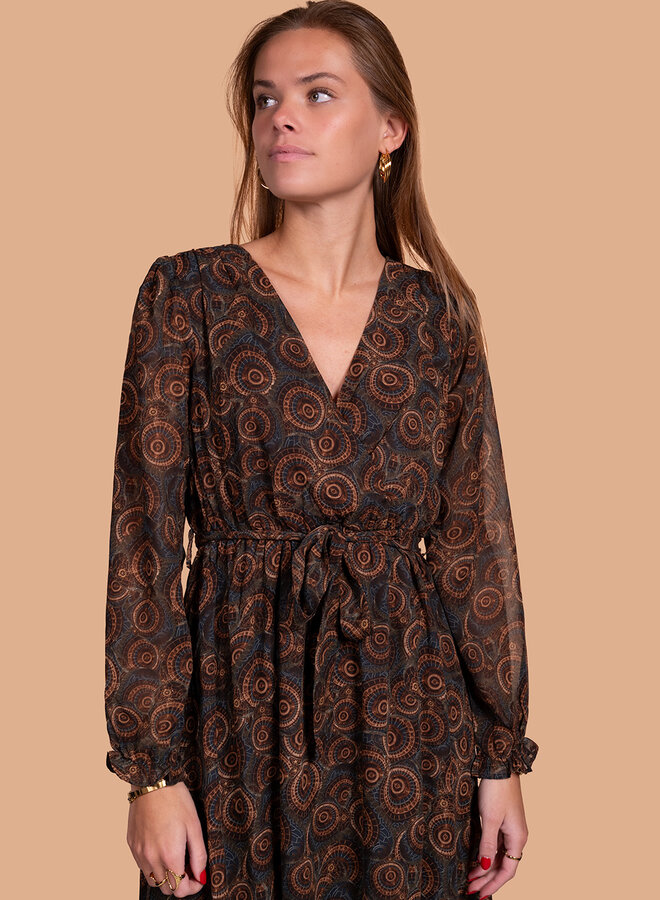 Maxi jurk rawr print bruin