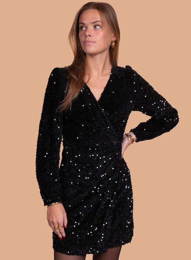 Glitter jurk Saya zwart
