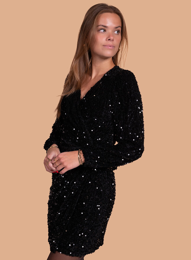 Glitter jurk Saya zwart