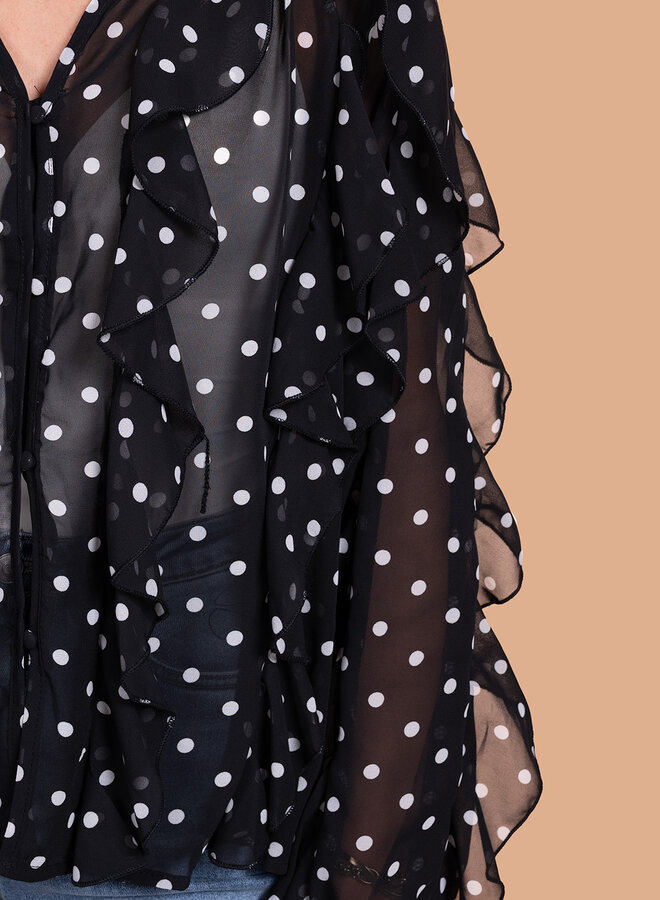 Blouse polka dots zwart
