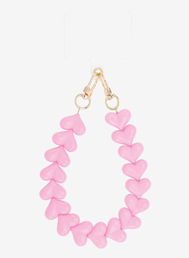 Telefoonkoord hartjes roze