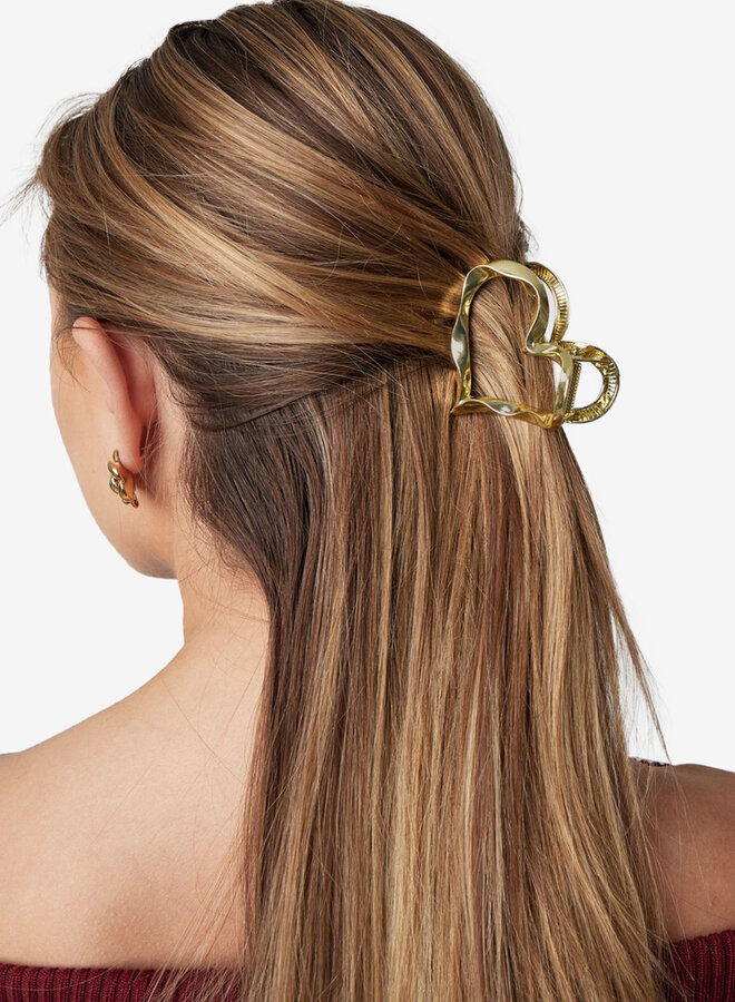 Gouden haarklem hart metaal