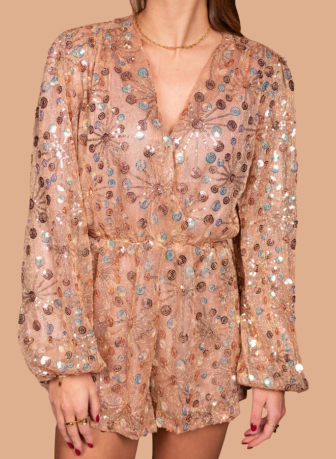 Playsuit glitters en pailletten oudroze