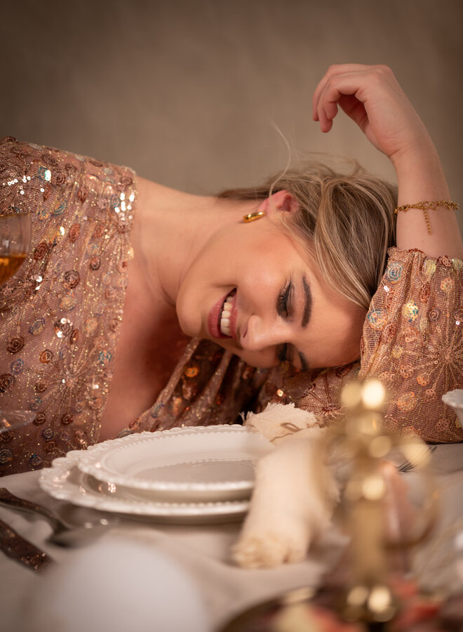 Playsuit glitters en pailletten oudroze