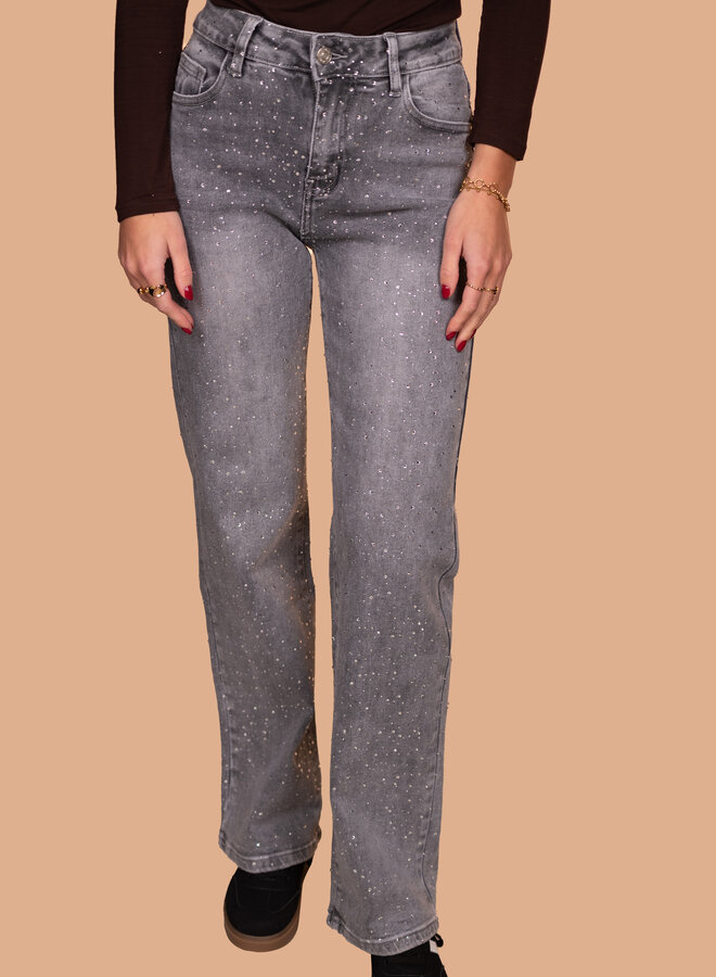 Wide leg jeans grijs sparkle