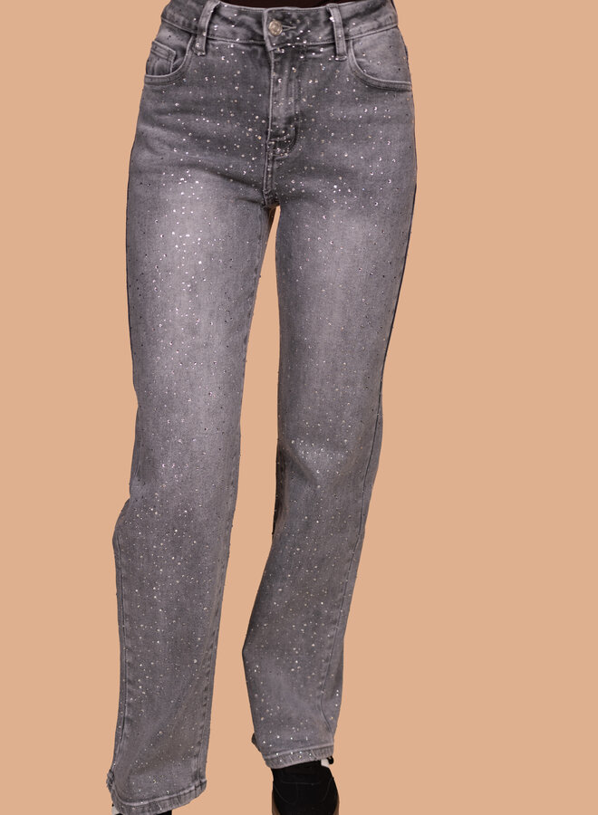 Wide leg jeans grijs sparkle