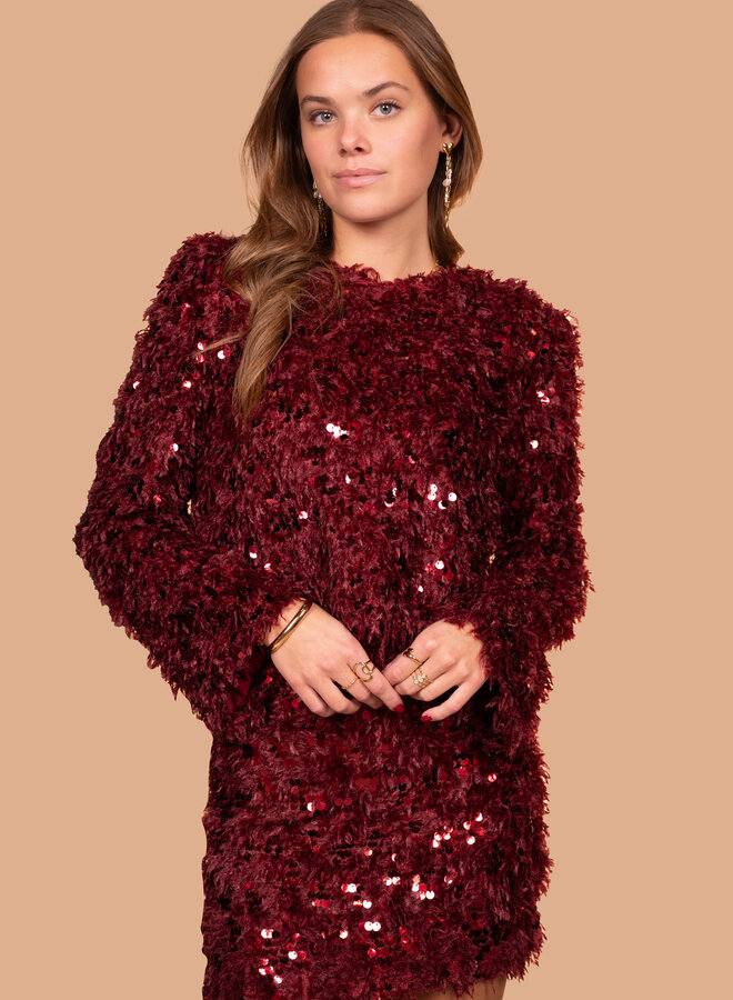 Party top Elin bordeaux rood