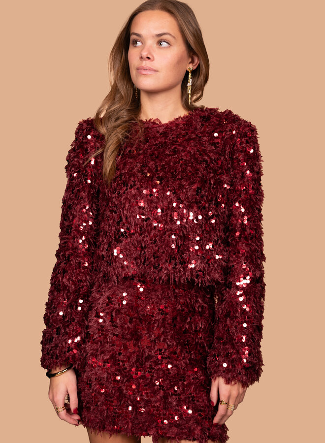 Party top Elin bordeaux rood