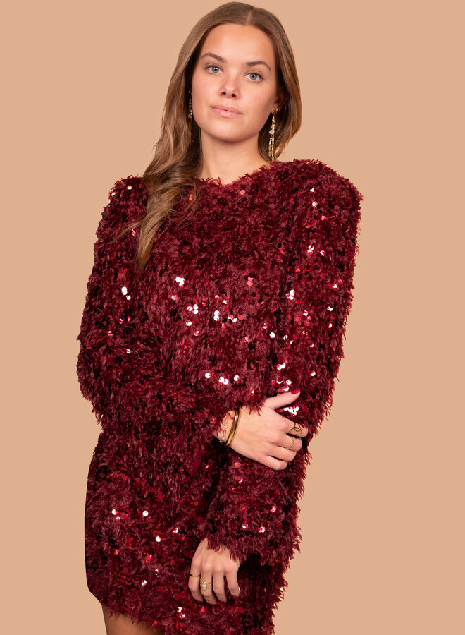 Party top Elin bordeaux rood