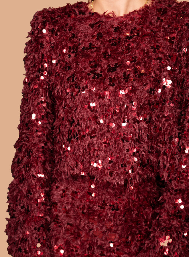 Party top Elin bordeaux rood