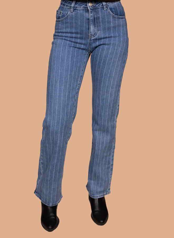 Wide leg jeans strepen