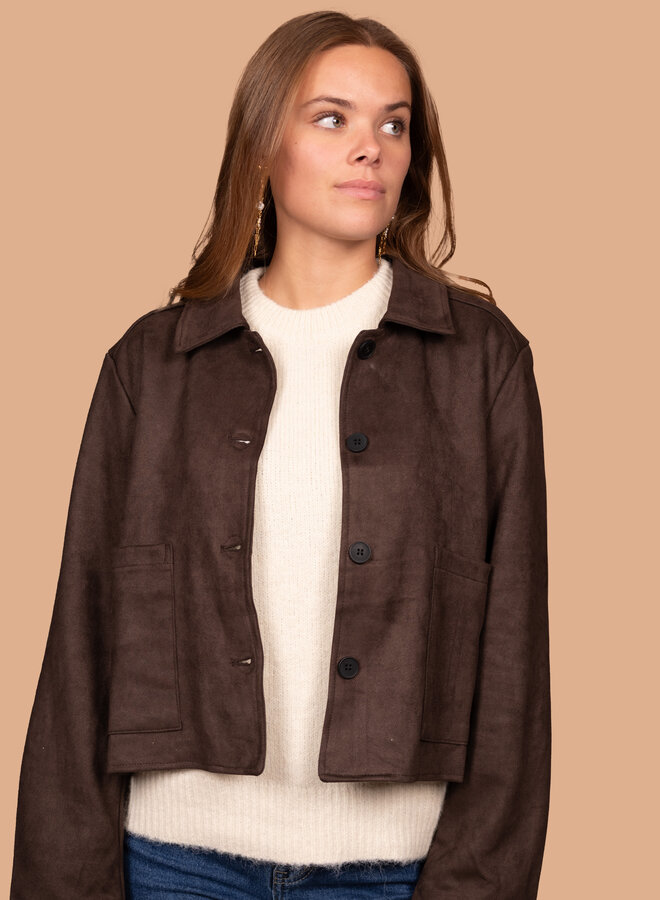 Suede jacket met knopen