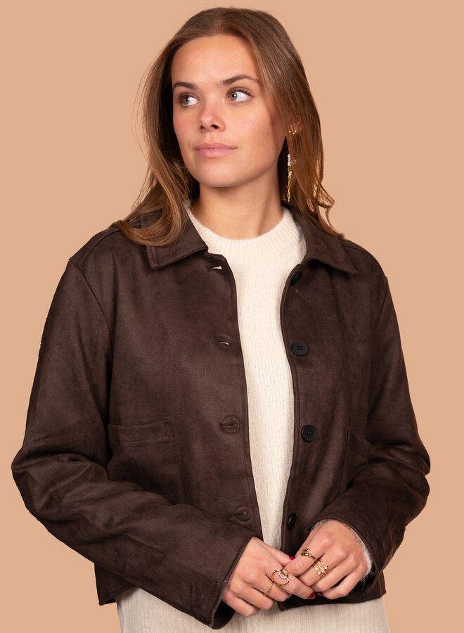 Suede jacket met knopen
