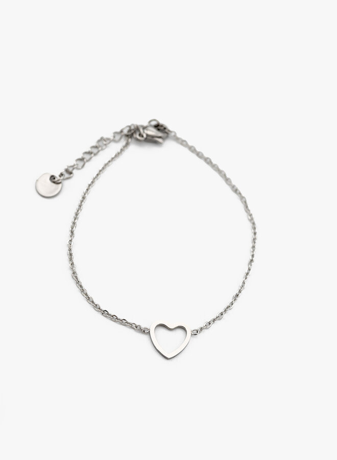 Armband open hartje zilver
