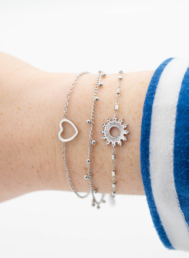 Armband open hartje zilver