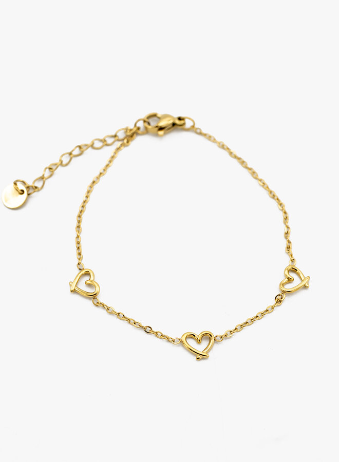 Armband kleine open hartjes goud