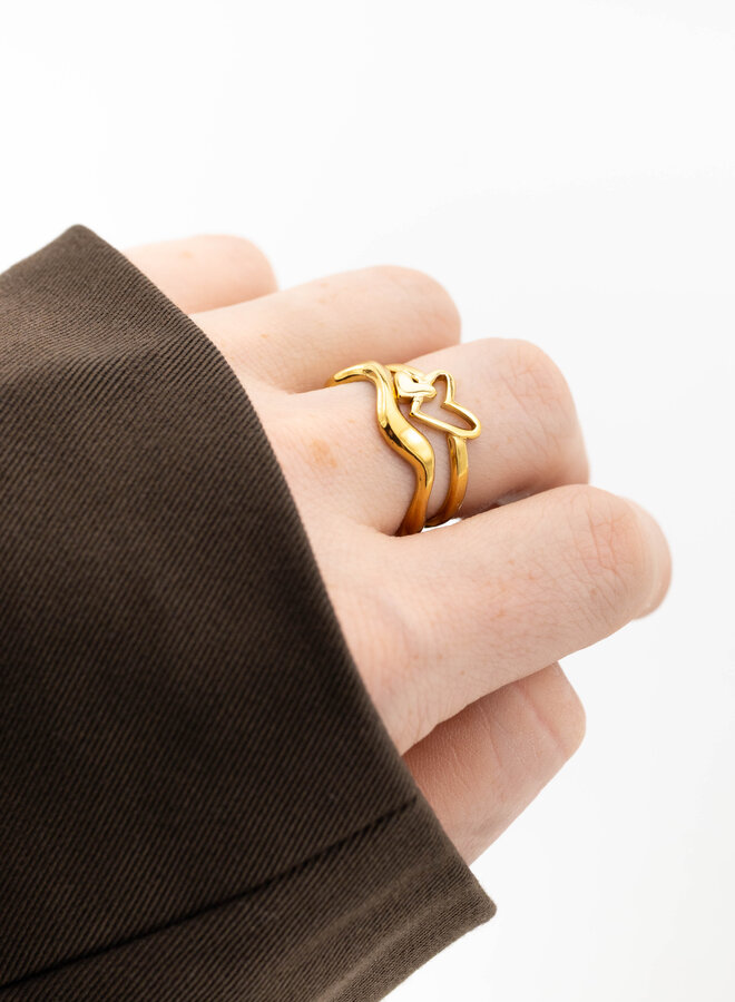 Ring met dubbel hartje