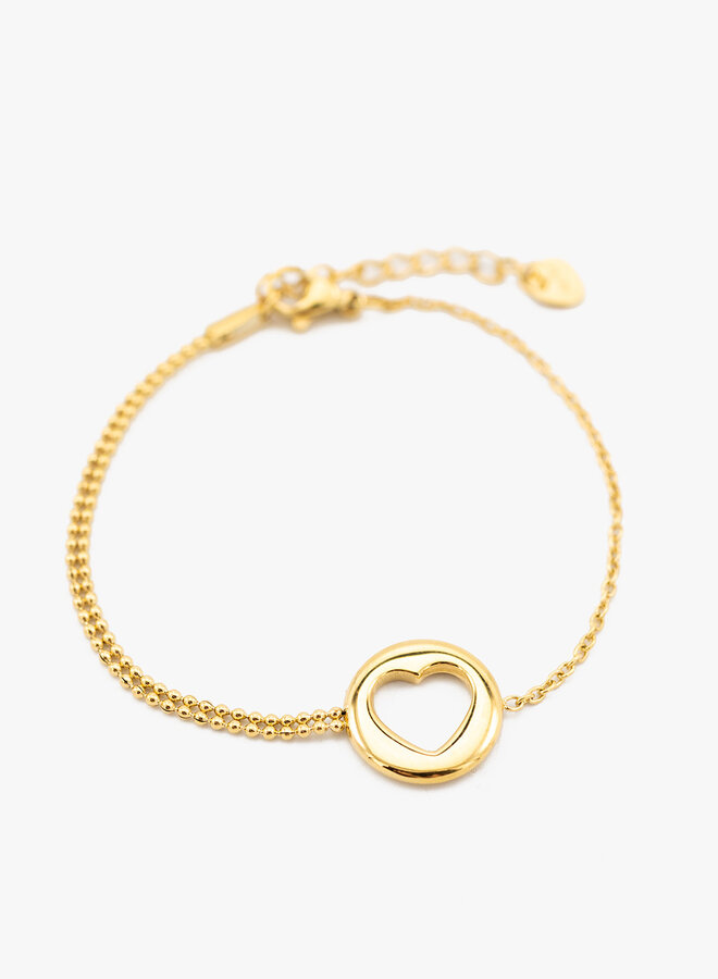Chain armband open hart goud
