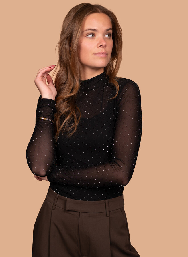 Mesh top strass steentjes