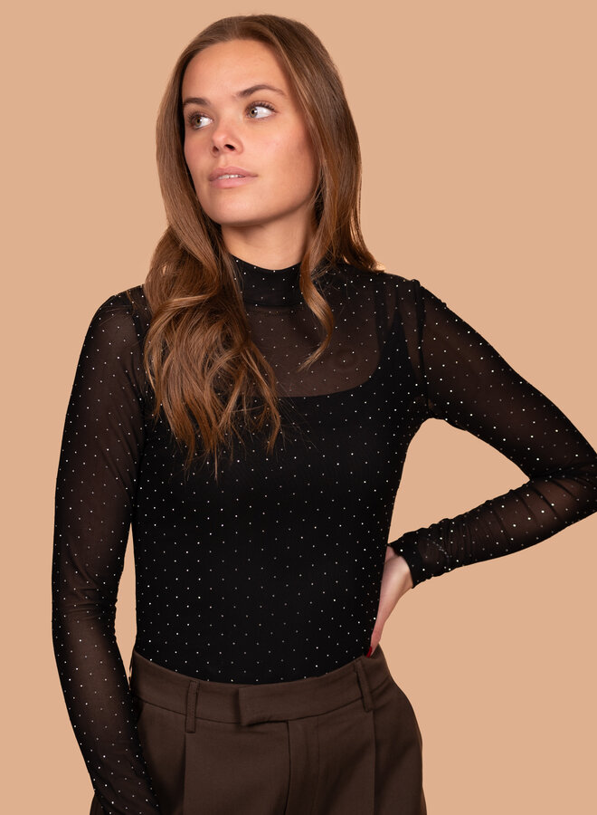 Mesh top strass steentjes