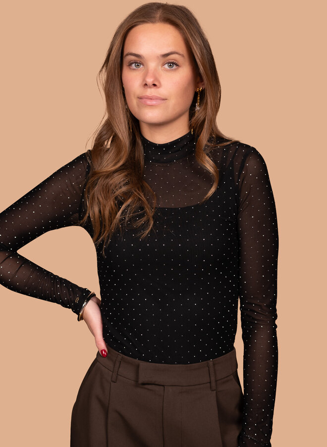 Mesh top strass steentjes