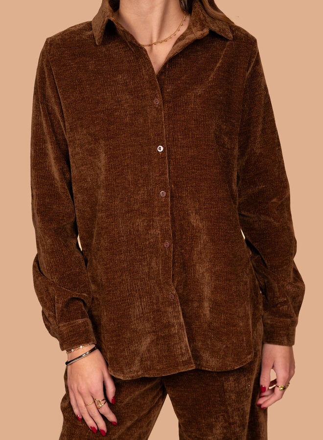 Corduroy blouse bruin