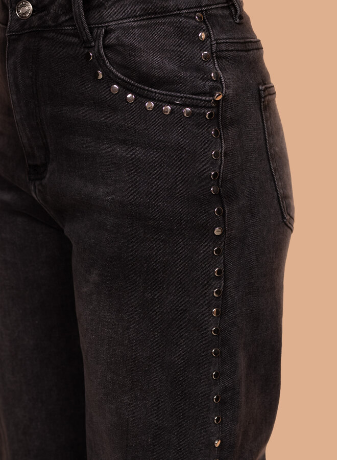 Wide leg jeans grijs met studs