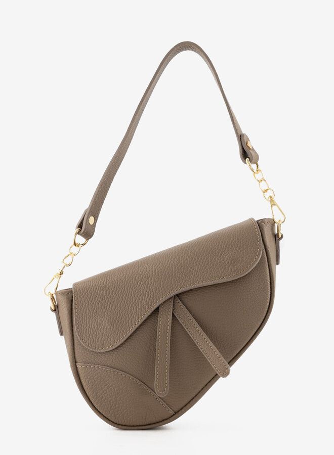 Leren tas Gigi donker taupe