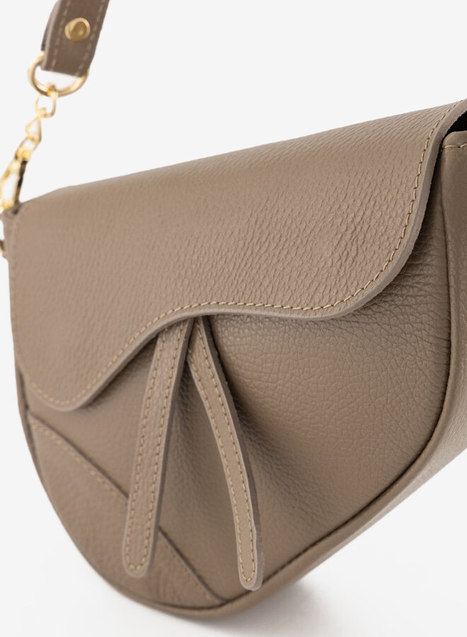 Leren tas Gigi donker taupe