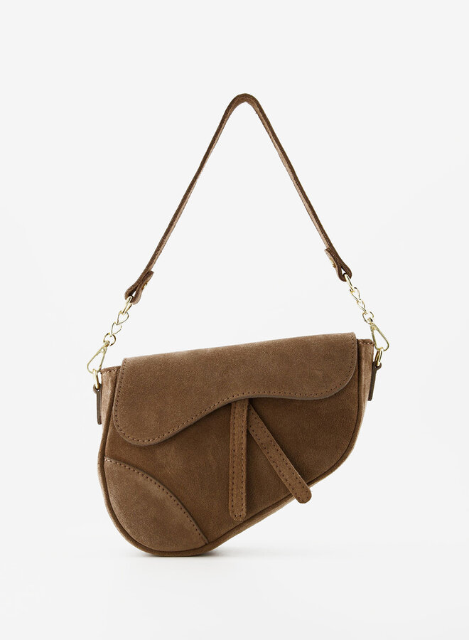 Leren tas suede Gigi donkertaupe