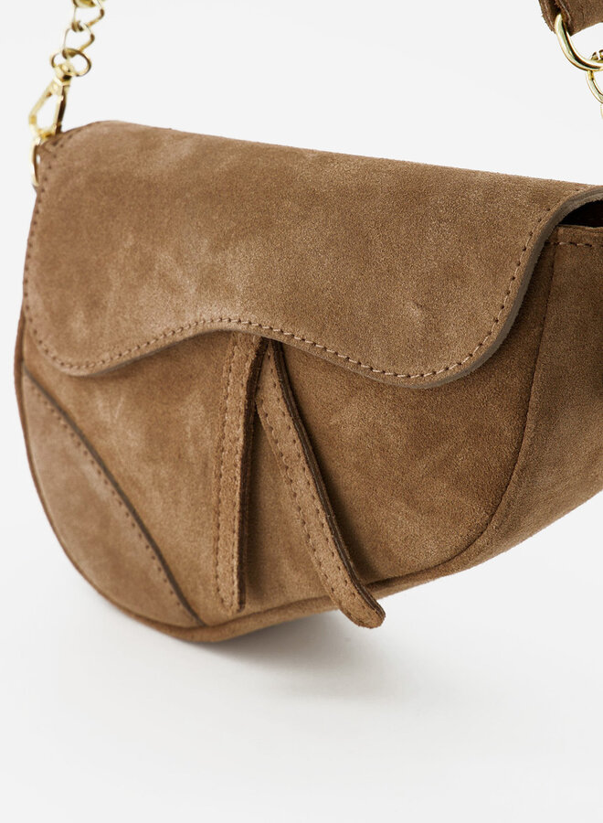 Leren tas suede Gigi donkertaupe