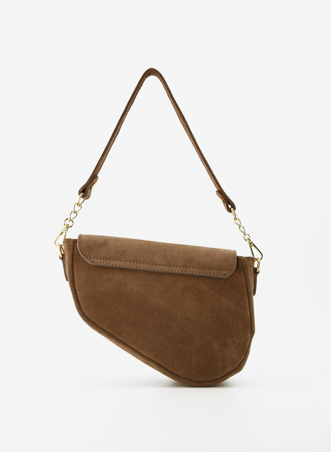 Leren tas suede Gigi donkertaupe