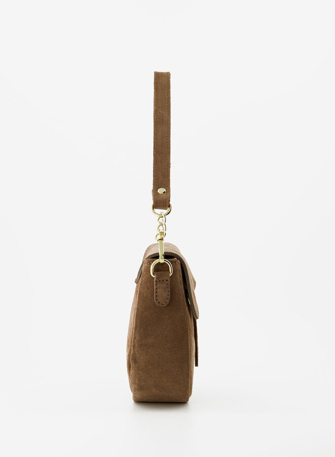 Leren tas suede Gigi donkertaupe