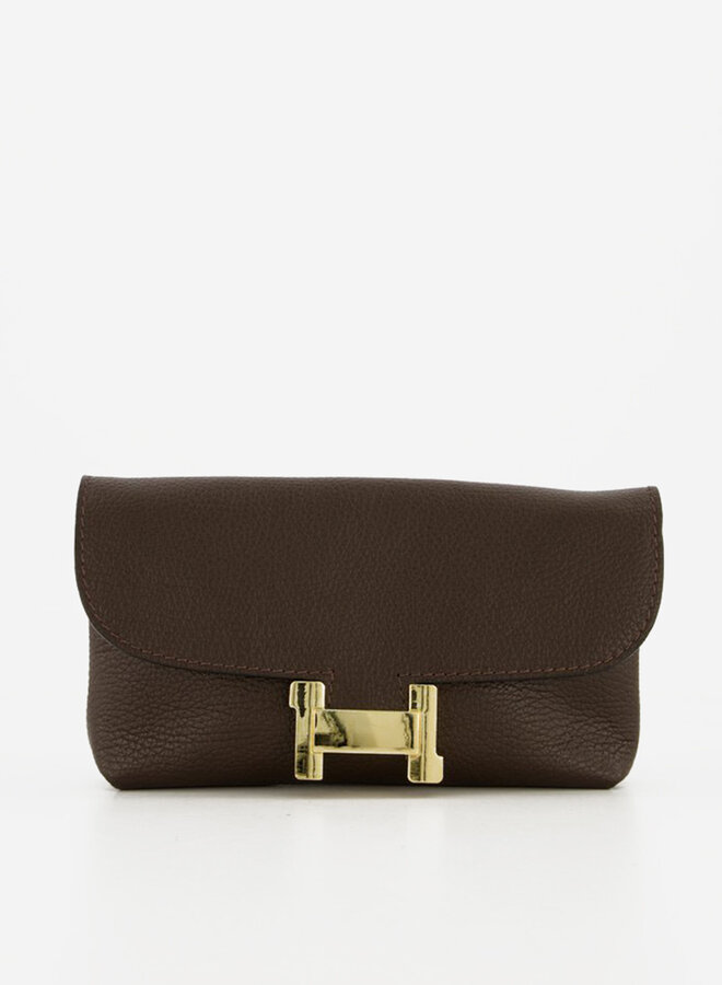 Leren tas hermes dupe donkerbruin