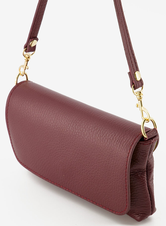 Leren schoudertas bordeaux Lara
