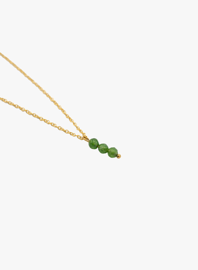 Bedel ketting groene kralen goud