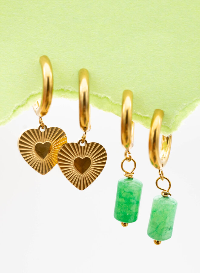 Bedel oorbellen dubbel hartje